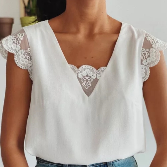 None Tops - ♥️New boutique white lace top
